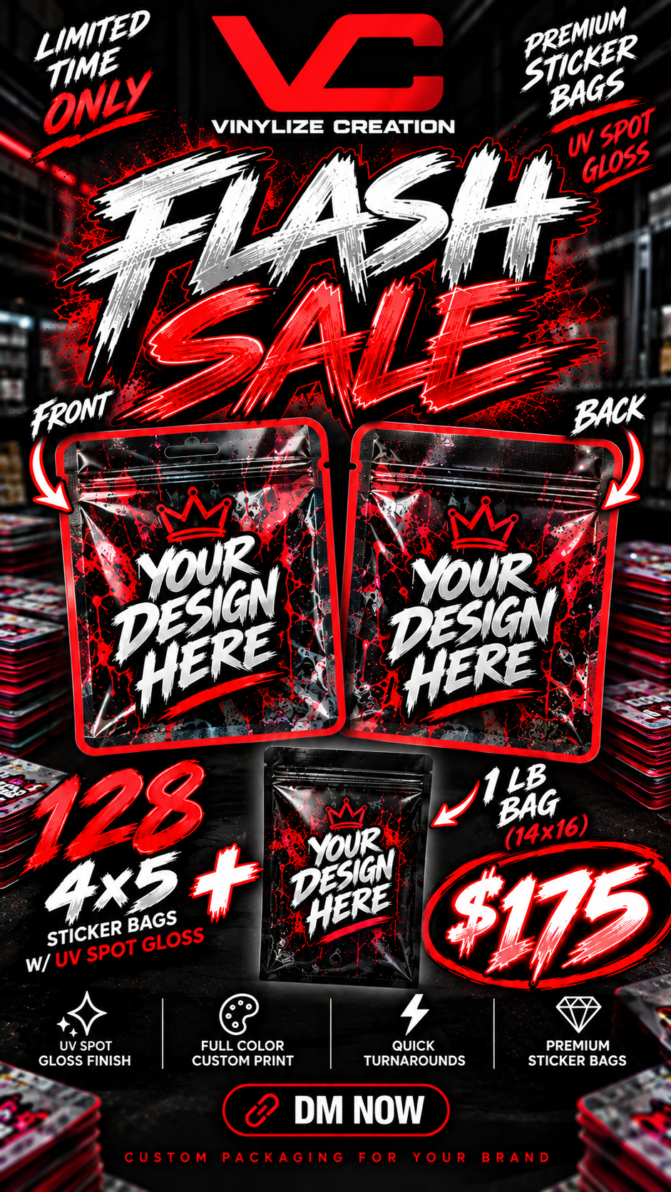 Flash Sale Package | 4×5 UV Spot Gloss Sticker Bags