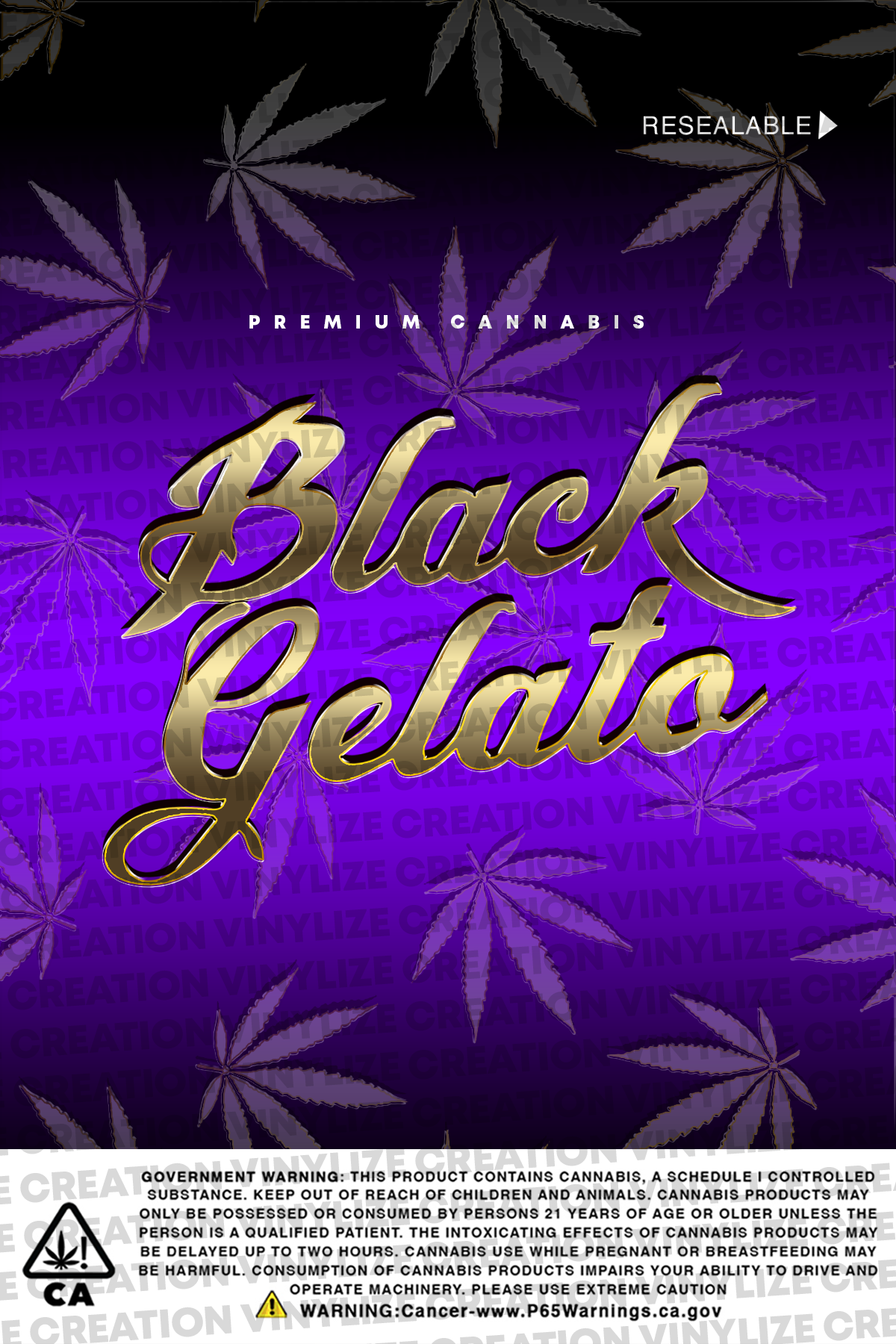 Custom Mylar Bag - Black Gelato - Vinylize Creation