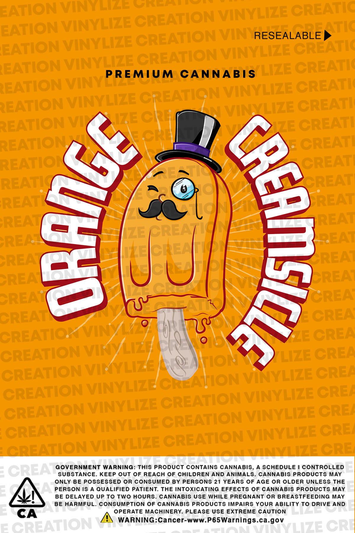 Custom Mylar Bag - Orange Creamsicle